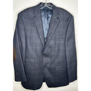 Lauren Ralph Lauren Blazer Mens 42R Blue Wool Elbow Patch Sport Coat Notch Lapel